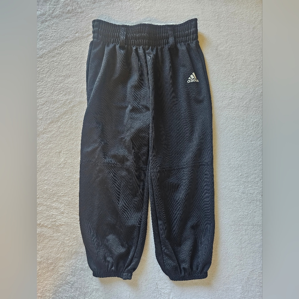 Adidas Boys Pull Up Baseball Pants Black Elastic Cuff with Elastic Waistband XS